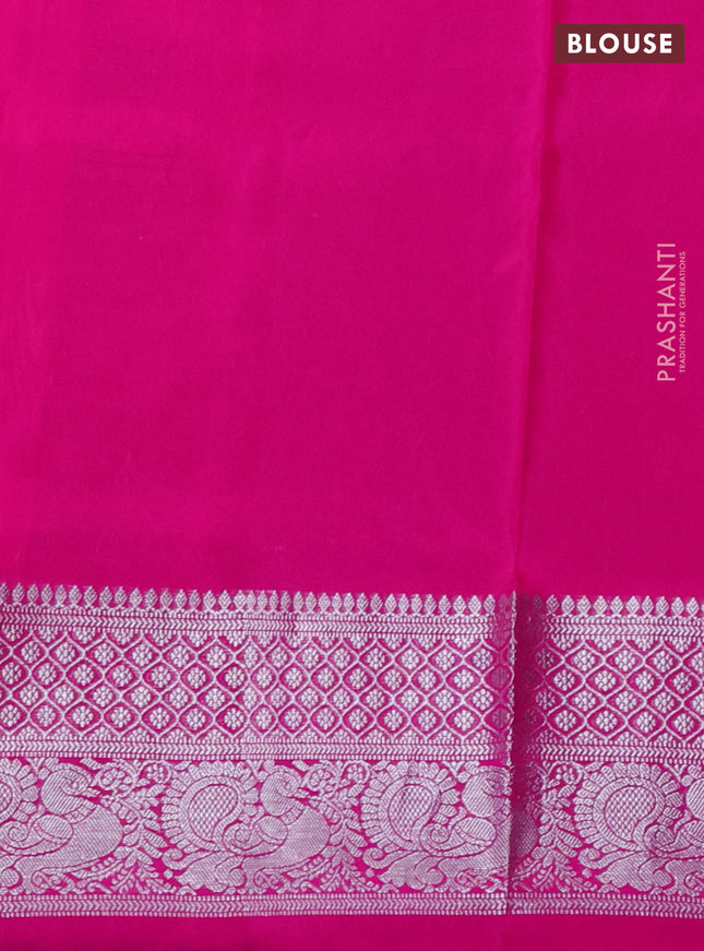 Venkatagiri silk saree purple and pink with silver zari woven peacock buttas and silver zari woven border