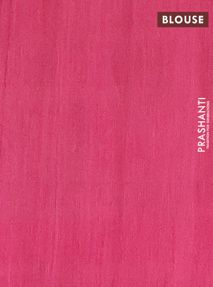 Semi tussar saree green and pink with bandhini butta prints and madhubani printed pallu