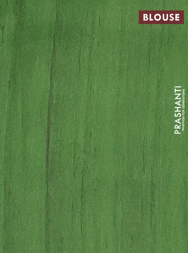 Semi tussar saree magenta pink and green with bandhini butta prints and madhubani printed pallu