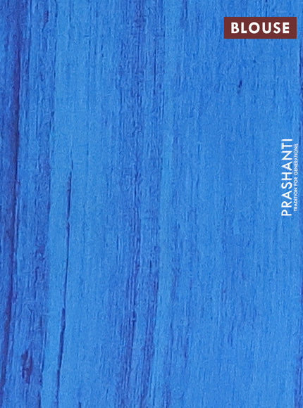 Semi tussar saree blue and beige with butta prints and madhubani printed pallu