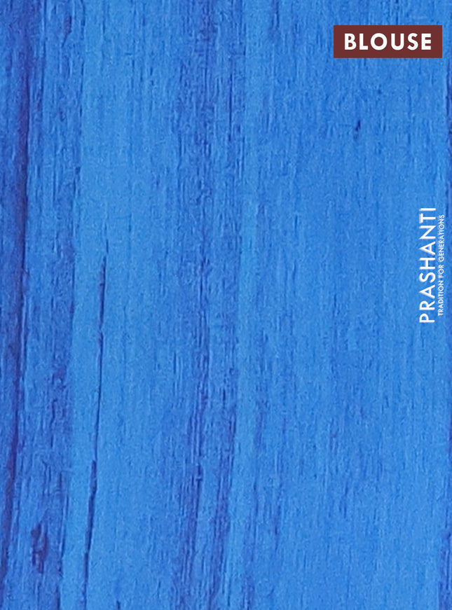 Semi tussar saree blue and beige with butta prints and madhubani printed pallu