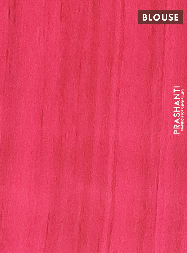 Semi tussar saree pink and beige with butta prints and madhubani printed pallu