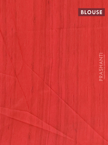 Semi tussar saree red and beige with butta prints and madhubani printed pallu