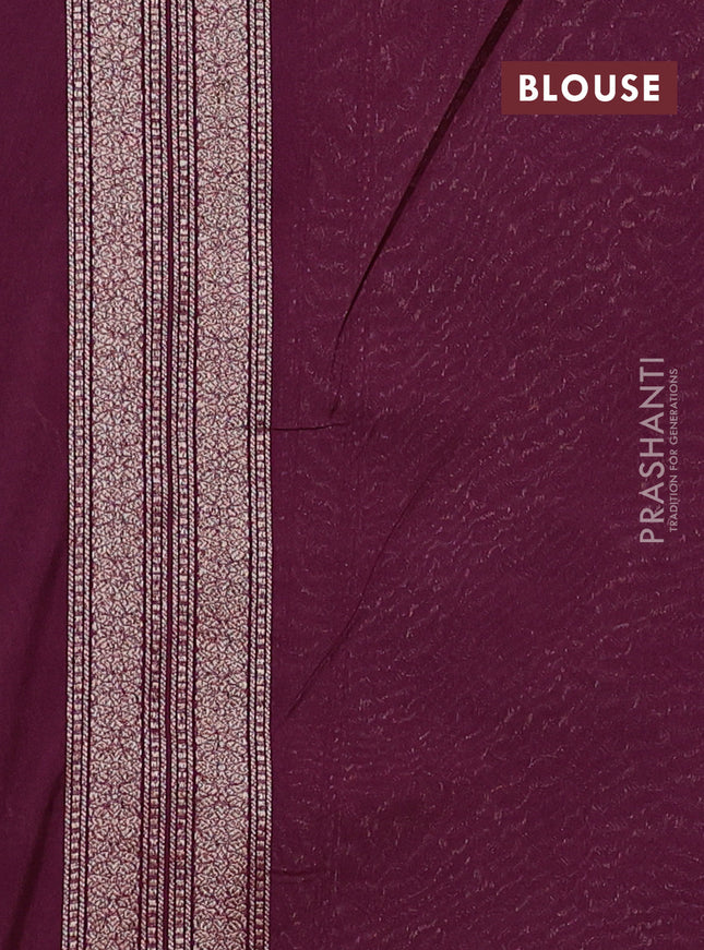 Banarasi semi silk saree wine shade with allover thread & zari weaves and woven border