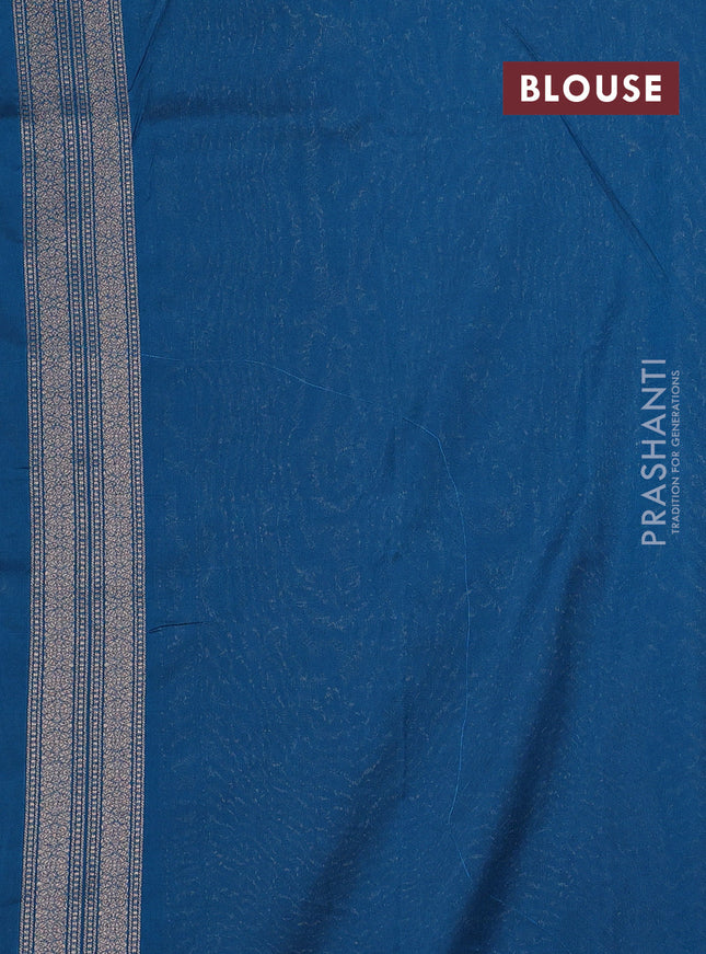 Banarasi semi silk saree cs blue with allover thread & zari weaves and woven border