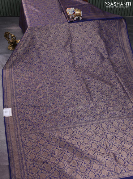 Banarasi semi silk saree blue with allover thread & zari weaves and woven border