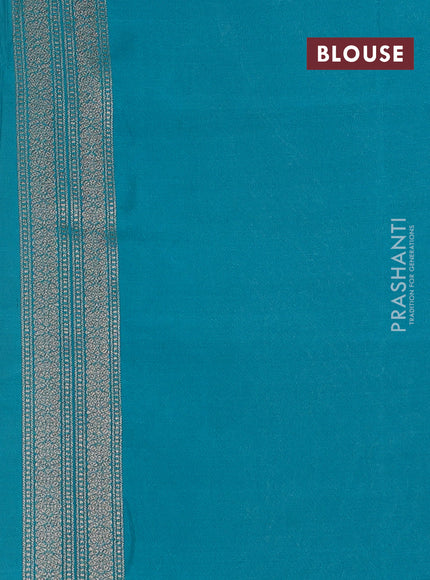 Banarasi semi silk saree teal green with allover thread & zari weaves and woven border