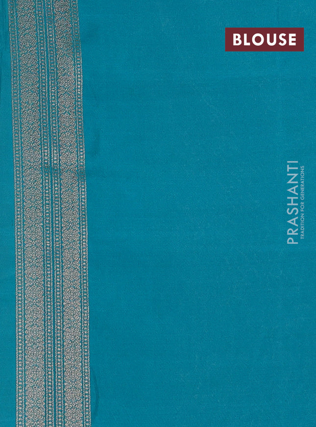 Banarasi semi silk saree teal green with allover thread & zari weaves and woven border
