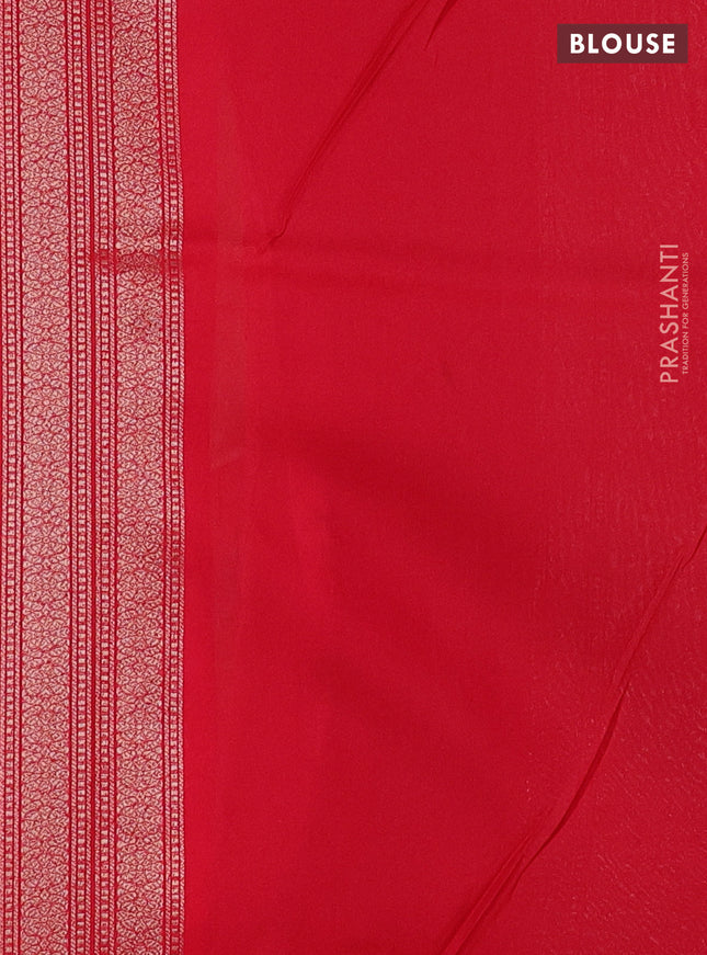Banarasi semi silk saree red with allover thread & zari weaves and woven border