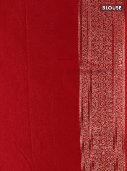 Banarasi semi silk saree red with allover thread & zari weaves and woven border