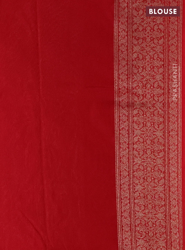 Banarasi semi silk saree red with allover thread & zari weaves and woven border