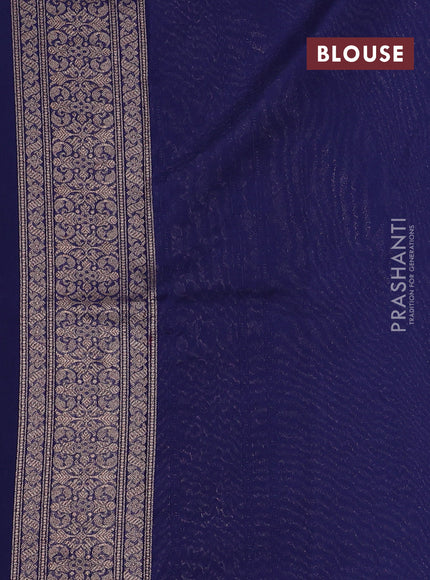 Banarasi semi silk saree navy blue with allover thread & zari weaves and woven border