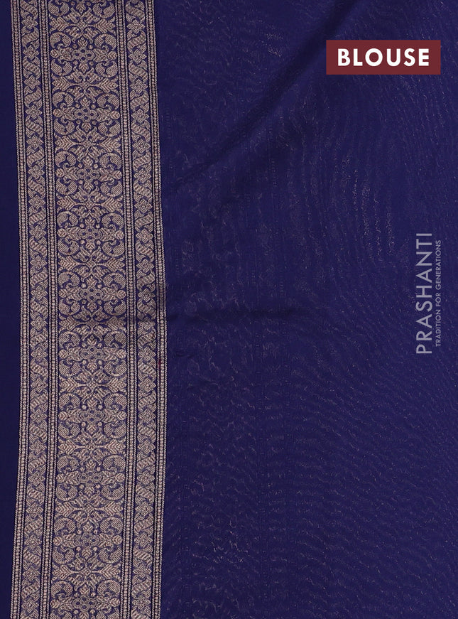 Banarasi semi silk saree navy blue with allover thread & zari weaves and woven border