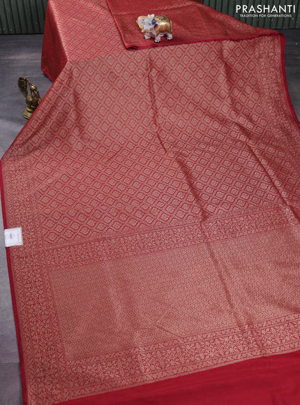 Banarasi semi silk saree maroon with allover thread & zari weaves and woven border
