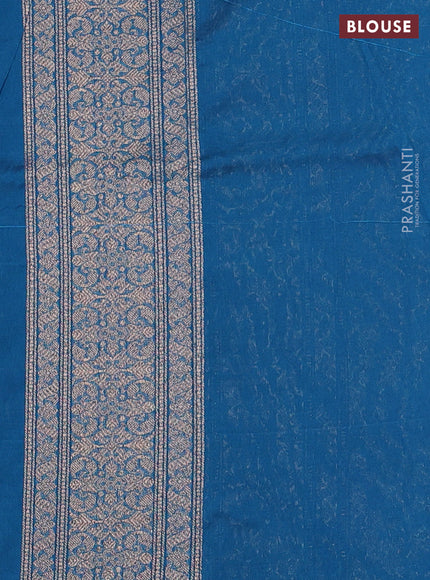 Banarasi semi silk saree cs blue with allover thread & zari weaves and woven border