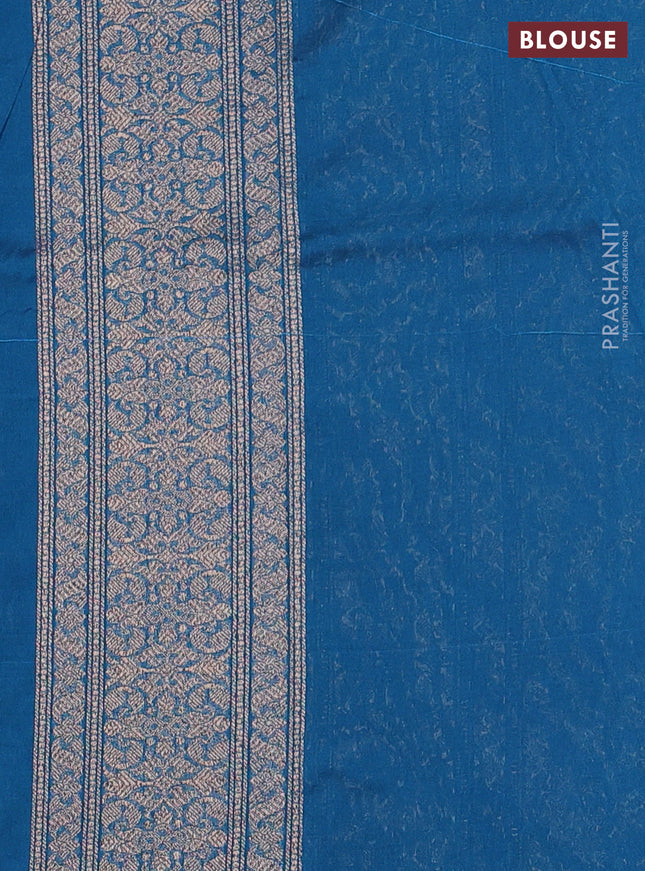 Banarasi semi silk saree cs blue with allover thread & zari weaves and woven border
