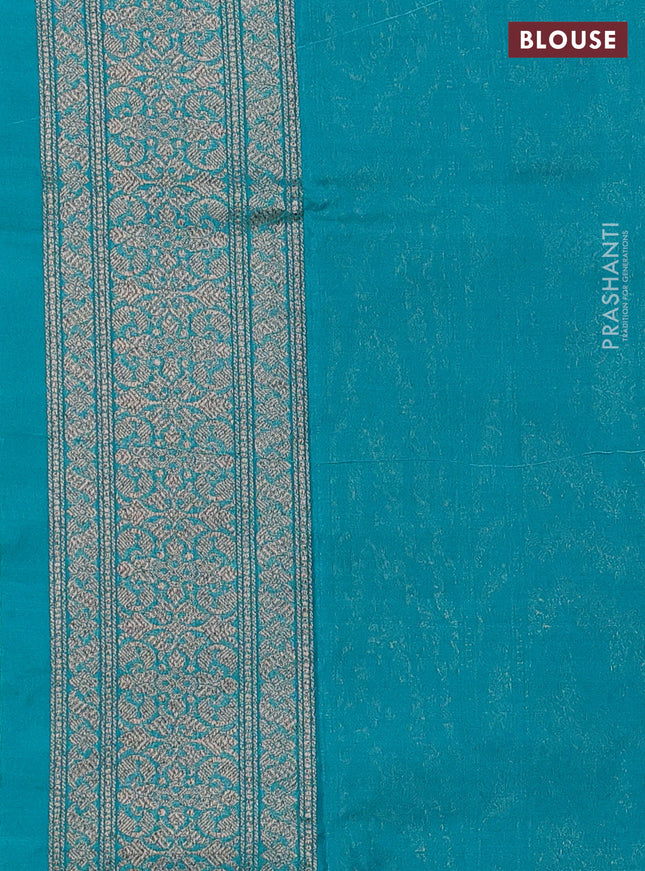 Banarasi semi silk saree teal green with allover thread & zari weaves and woven border