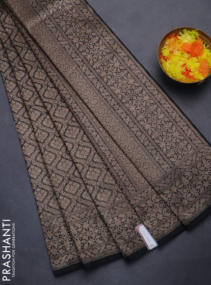 Banarasi semi silk saree black with allover thread & zari weaves and woven border