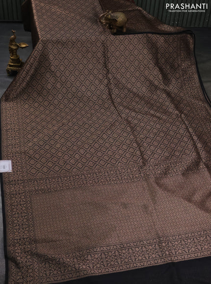 Banarasi semi silk saree black with allover thread & zari weaves and woven border