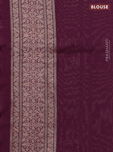 Banarasi semi silk saree wine shade with allover thread & zari weaves and woven border