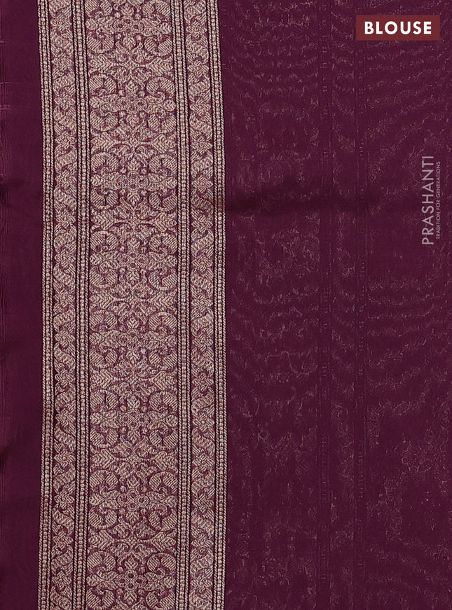 Banarasi semi silk saree wine shade with allover thread & zari weaves and woven border