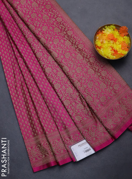 Banarasi semi silk saree pink with allover thread & zari woven butta weaves and woven border
