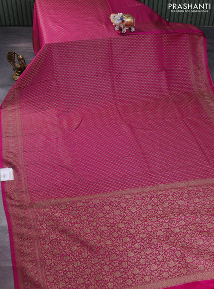 Banarasi semi silk saree pink with allover thread & zari woven butta weaves and woven border