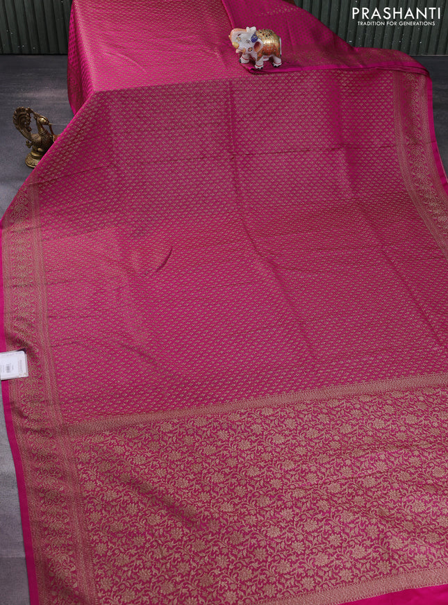 Banarasi semi silk saree pink with allover thread & zari woven butta weaves and woven border