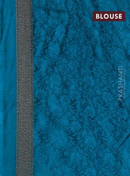 Banarasi semi silk saree teal blue with allover thread & zari woven butta weaves and woven border