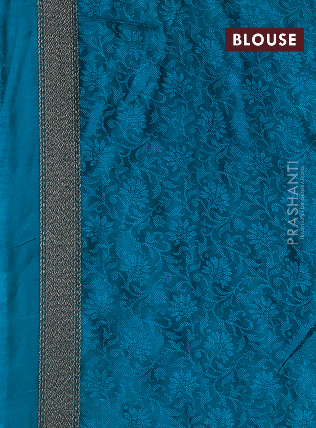 Banarasi semi silk saree teal blue with allover thread & zari woven butta weaves and woven border
