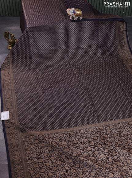 Banarasi semi silk saree navy blue with allover thread & zari woven butta weaves and woven border