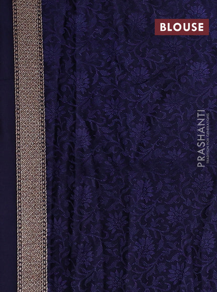 Banarasi semi silk saree navy blue with allover thread & zari woven butta weaves and woven border
