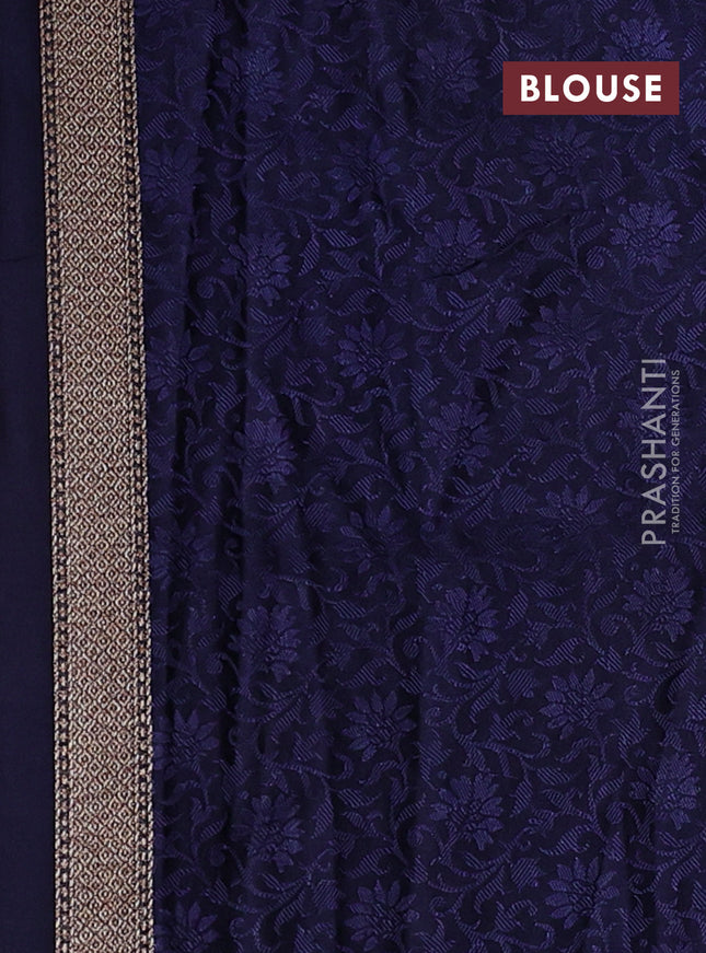 Banarasi semi silk saree navy blue with allover thread & zari woven butta weaves and woven border