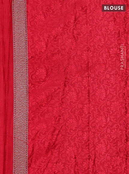 Banarasi semi silk saree red with allover thread & zari woven butta weaves and woven border