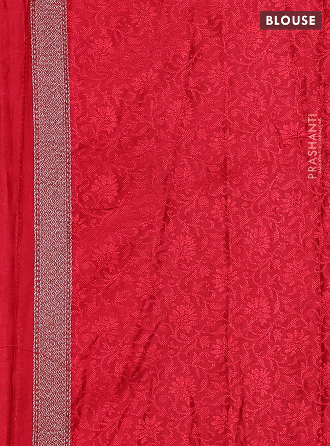 Banarasi semi silk saree red with allover thread & zari woven butta weaves and woven border