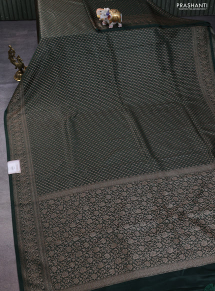 Banarasi semi silk saree green with allover thread & zari woven butta weaves and woven border