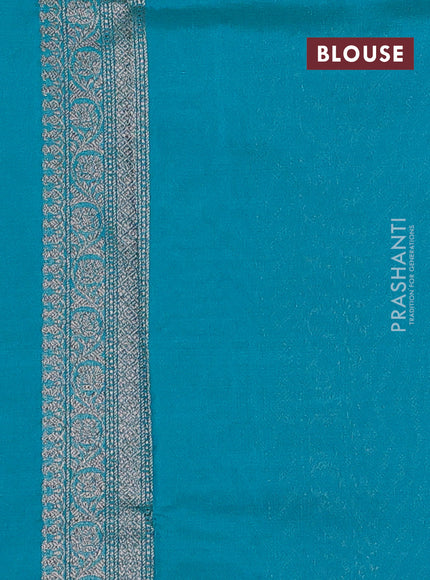 Banarasi semi silk saree teal green with allover thread & zari weaves and woven border