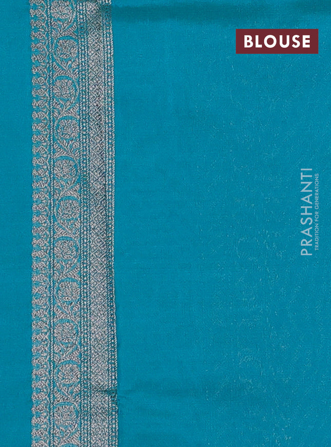 Banarasi semi silk saree teal green with allover thread & zari weaves and woven border