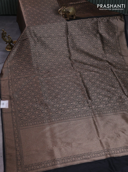 Banarasi semi silk saree black with allover thread & zari weaves and woven border
