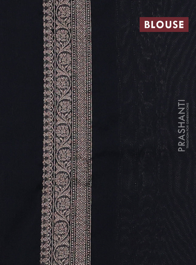 Banarasi semi silk saree black with allover thread & zari weaves and woven border