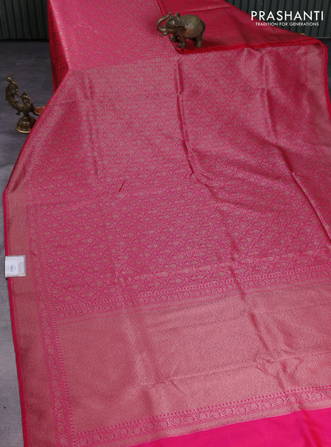 Banarasi semi silk saree pink with allover thread & zari weaves and woven border