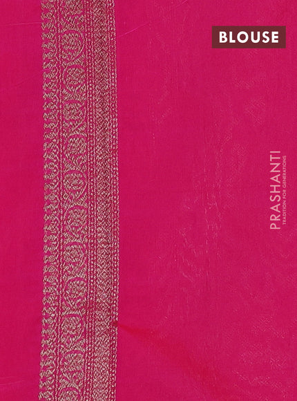 Banarasi semi silk saree pink with allover thread & zari weaves and woven border