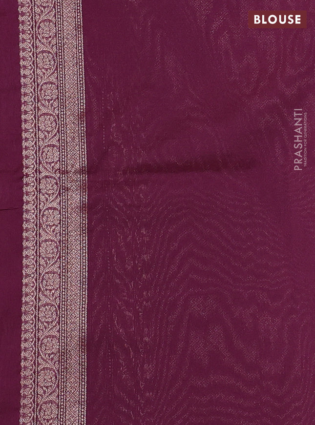 Banarasi semi silk saree wine shade with allover thread & zari weaves and woven border