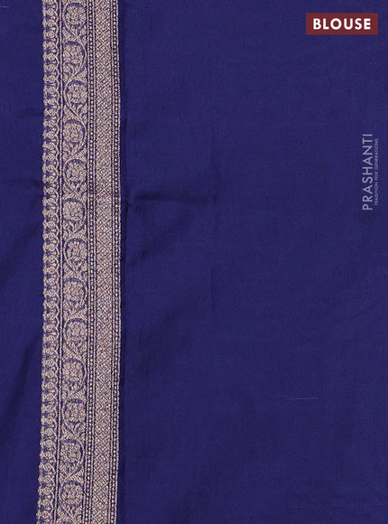 Banarasi semi silk saree navy blue with allover thread & zari weaves and woven border