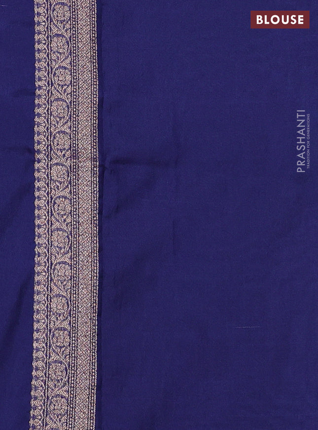 Banarasi semi silk saree navy blue with allover thread & zari weaves and woven border
