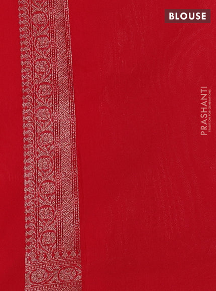 Banarasi semi silk saree red with allover thread & zari weaves and woven border