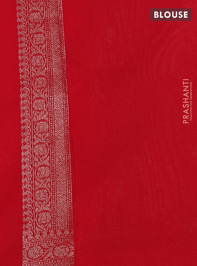 Banarasi semi silk saree red with allover thread & zari weaves and woven border