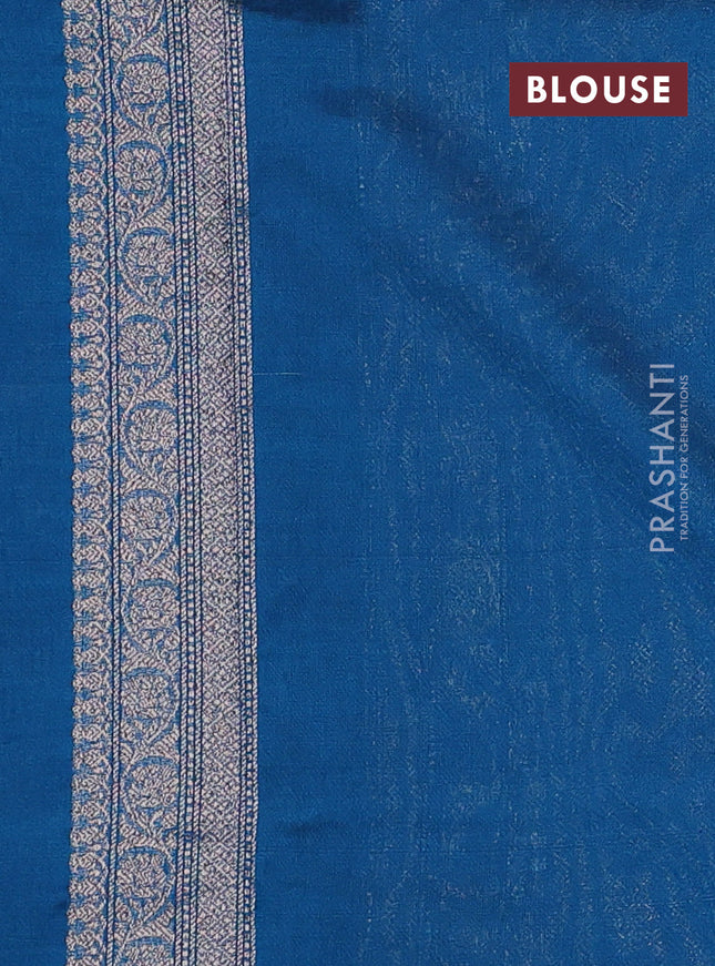 Banarasi semi silk saree cs blue with allover thread & zari weaves and woven border