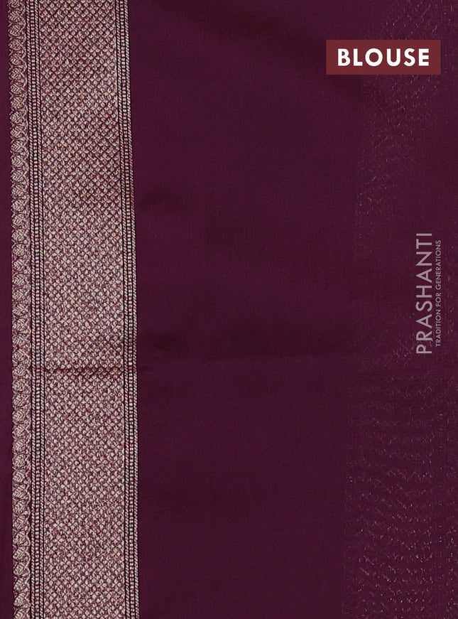 Banarasi semi silk saree wine shade with allover thread & zari weaves and woven border
