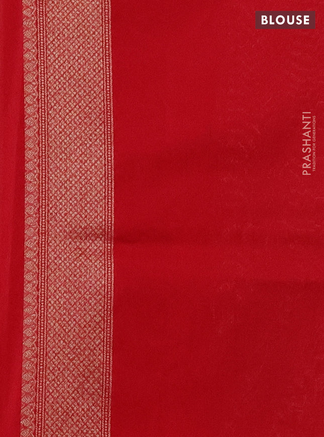 Banarasi semi silk saree red with allover thread & zari weaves and woven border
